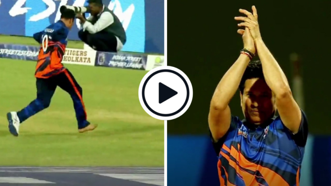 Watch: Sachin Tendulkar applauds after para-cricketer Amir Hussain makes brilliant boundary save in Indian Street Premier League