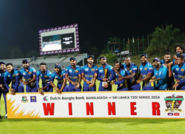 Entire Sri Lanka team perform 'Timed out' celebration after series win over Bangladesh