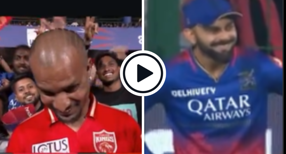 Watch: Virat Kohli could not control his laughter after the camera zoomed in on a fan who looked similar to Shikhar Dhawan in the stands