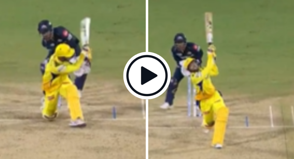 Watch: Chennai Super King’s Sameer Rizvi smoked his first ball in the IPL for a huge six off Rashid Khan en route to a blistering six ball cameo