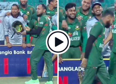 Watch: Mushfiqur taunts Sri Lanka with broken helmet celebration as timed out controversy continues