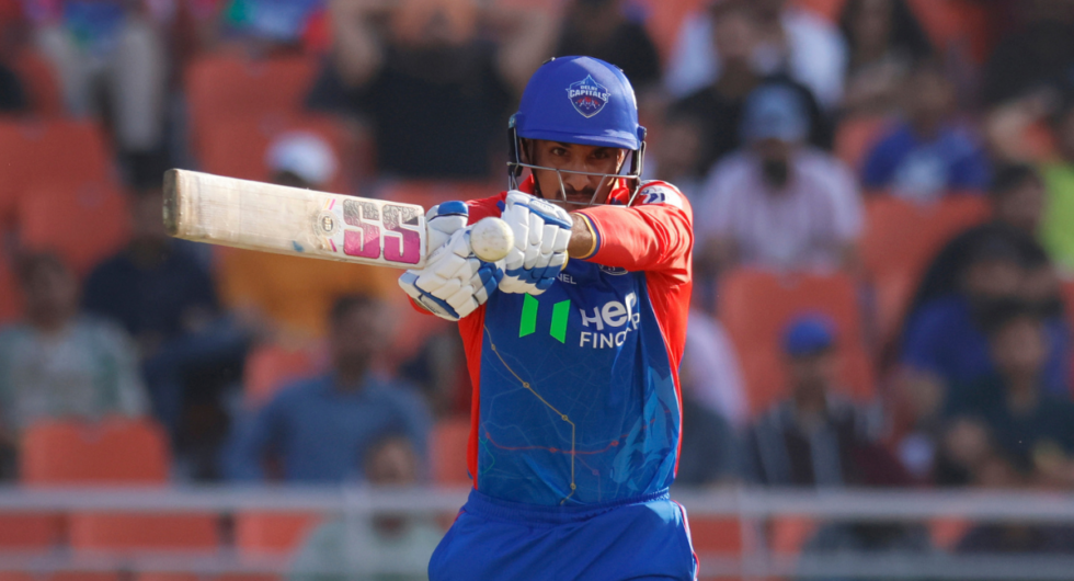 Sumit Kumar playing a pull shot in Delhi Capitals' first game of the 2024 IPL