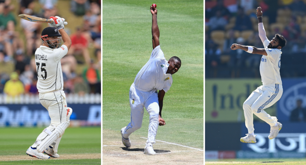 Daryl Mitchell, Kagiso Rabada and Jasprit Bumrah, three members of a current world Test XI picked based on the ICC rankings