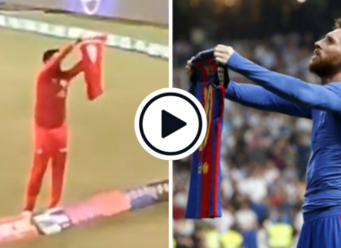 Watch: Imad Wasim responds to 'Babar' chants by holding up shirt to crowd Messi-style