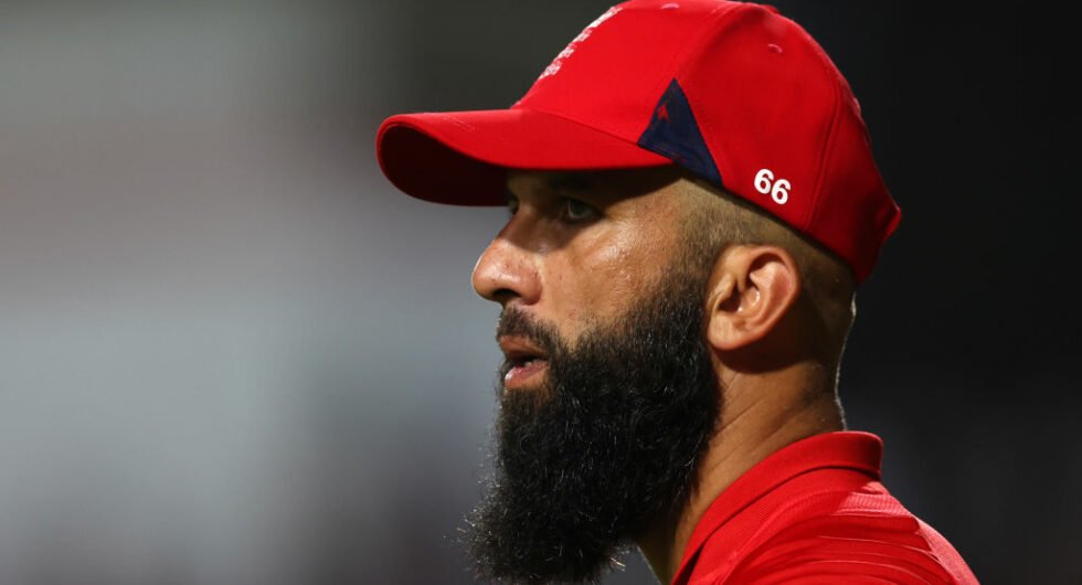 Moeen Ali looks on during England's recent T20I series against West Indies
