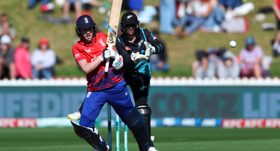 Natalie Sciver-Brunt of England bats during game five of the Women's T20 International series between New Zealand and England at Basin Reserve on March 29, 2024 in Wellington, New Zealand.