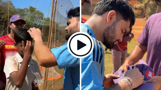 Watch: Rinku gifts signed cap to ball-kid he accidentally hit during training