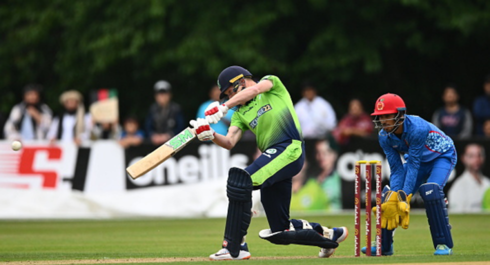 Harry Tector of Ireland during the Men's T20 International match between Ireland and Afghanistan at Stormont in Belfast.