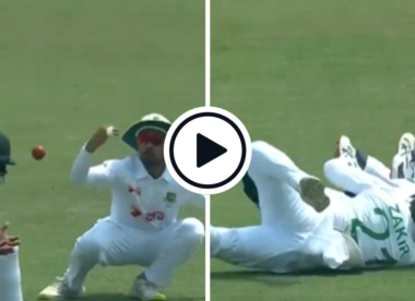Watch: 'Second, third attempt!' - Three Bangladesh fielders juggle and drop sitter at slip