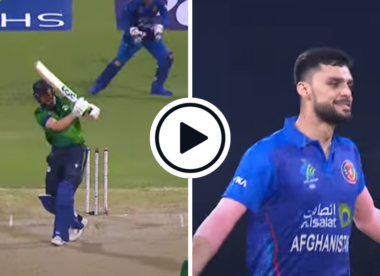 Watch: Naveen-ul-Haq rattles stumps twice in first two balls with hooping inswingers v Ireland