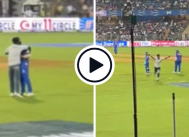 Watch: Fan runs on and hugs Rohit Sharma in MI-RR clash | IPL 2024