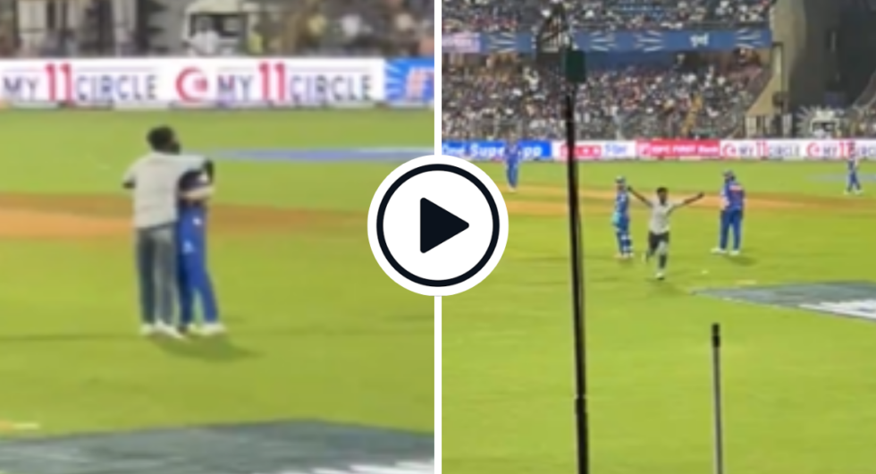 Watch: A fan broke through the security and ran into the Wankhede Stadium to hug Rohit Sharma when he was fielding