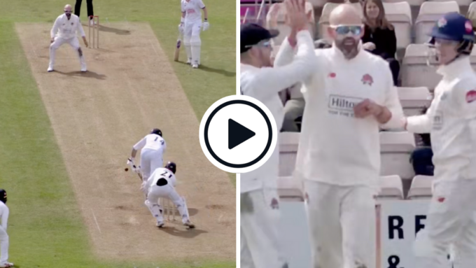 Watch: Nathan Lyon snares James Vince for maiden Lancashire wicket