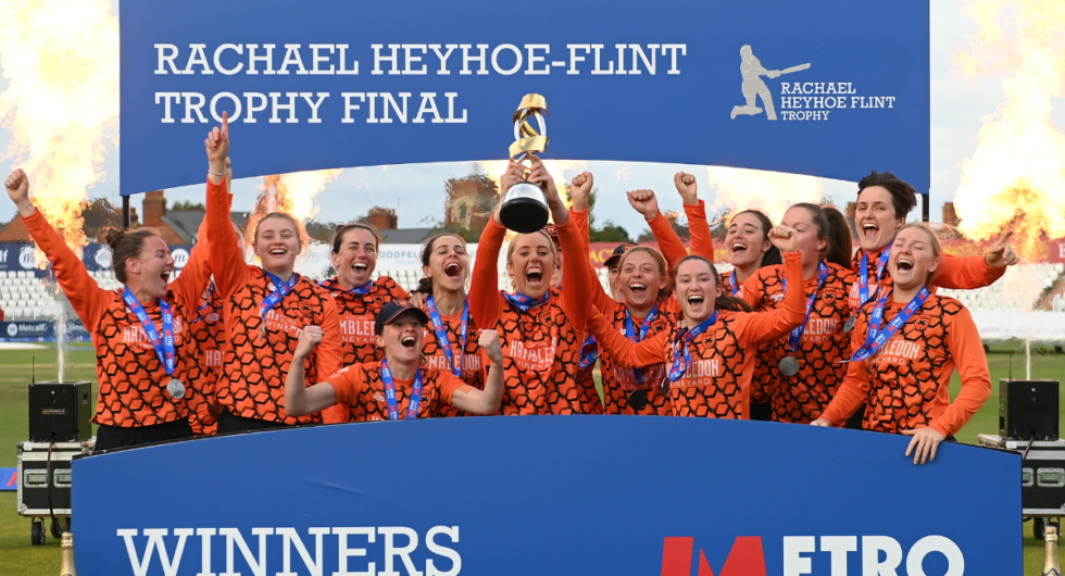 Southern Vipers celebrating their 2023 Rachael Heyhoe Flint Trophy win