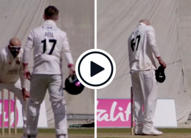 Watch: Nathan Lyon does a Broad, switches bails in County Championship game