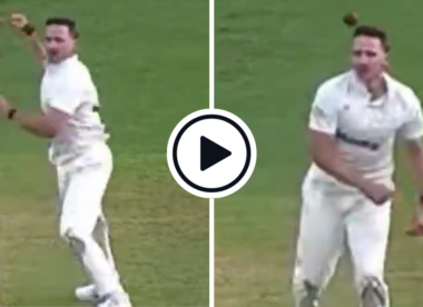 Watch: County bowler threatens return throw, accidentally lobs ball into own head in viral clip