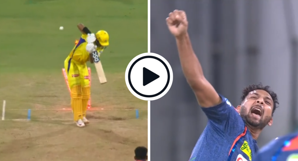 Watch: Rachin Ravindra was dismissed for a golden duck, falling to Mohsin Khan on the first ball of his spell