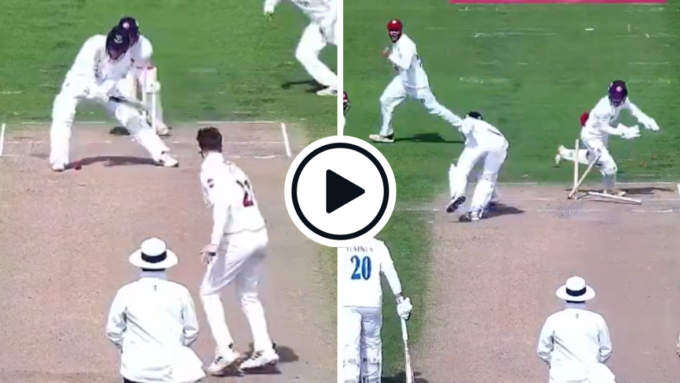 Watch: Batter gets stumped between legs in County Championship
