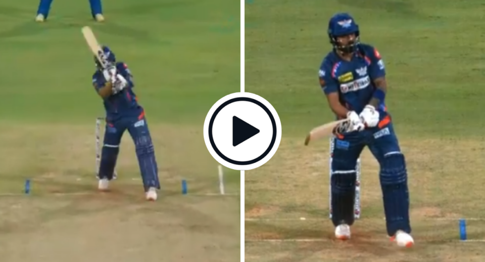 KL Rahul helicopter shot
