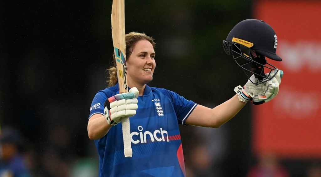 Nat Sciver-Brunt celebrates an ODI century