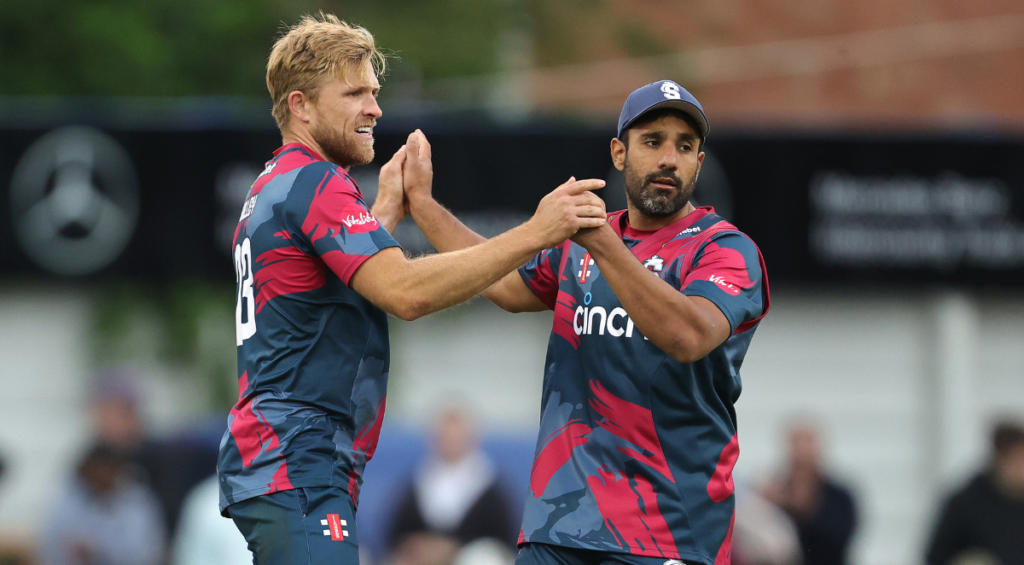 David Willey and Ravi Bopara playing for Northants Steelbacks in the 2024 T20 Blast