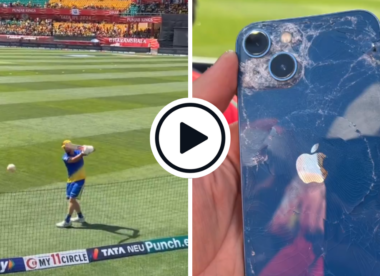 Watch: Daryl Mitchell gifts spectator gloves after practice hit shatters phone