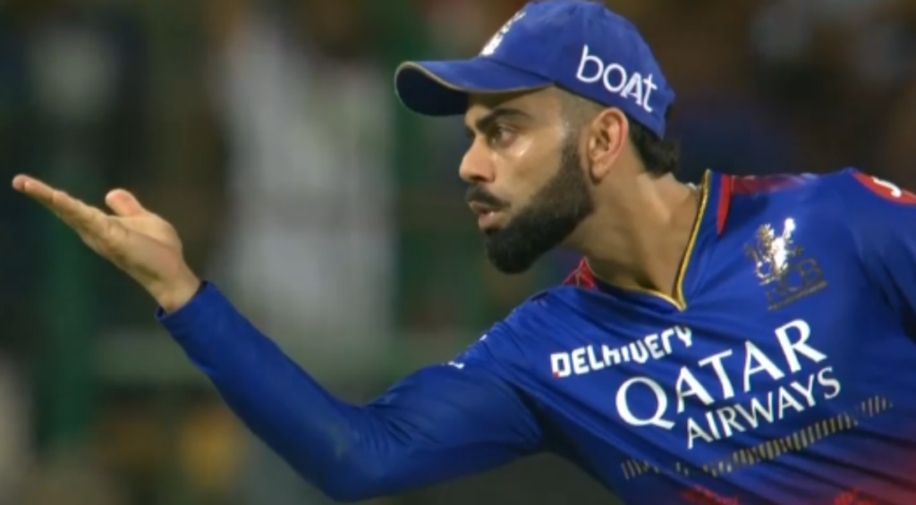 Virat Kohli possibly breached the IPL Code of Conduct for celebrating his direct run out of Shahrukh Khan with an air kiss