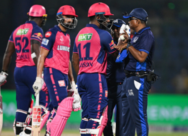 Sanju Samson argues with umpire after being given out to controversial boundary catch